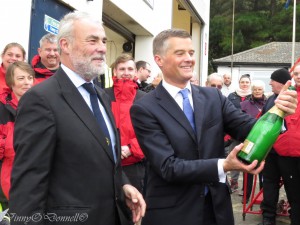 Jim Hewitt and Mark Harper Naming the new boat